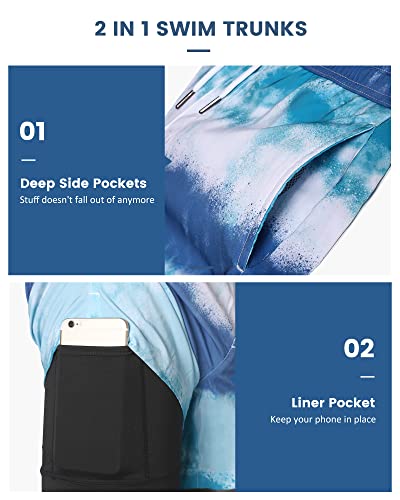 Image of maamgic Mens 5 Inch Stretch Swimming Shorts Compression Liner Swim Trunks Swimwear Bathing Suits Beach Wear Swim Suits