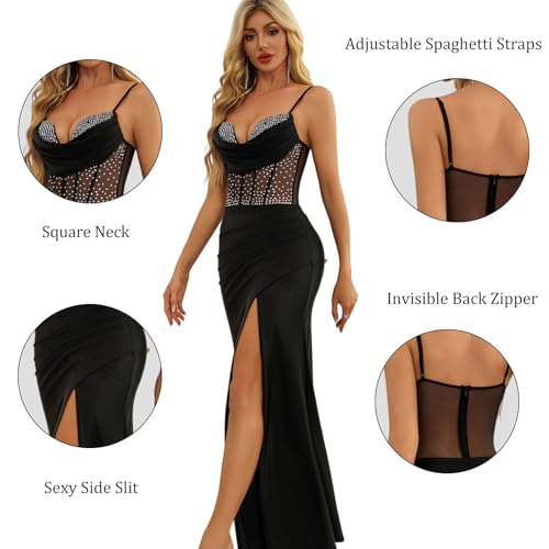 Women's Formal Wedding Guest Dresses with Rhinestone Prom Dresses 20254