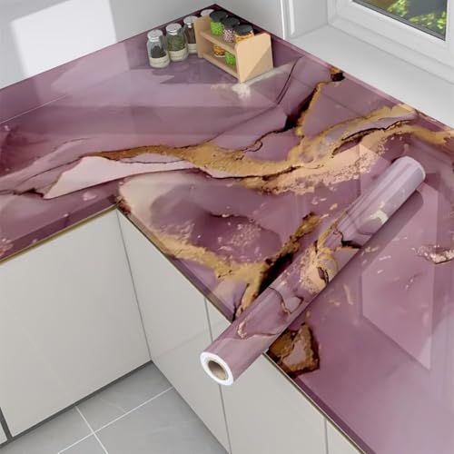 AMBEY DECORE DIY Wall Paper/Wall Sticker Self Adhesive Wooden Wallpaper for Walls Living Room Bed Room Decoration Interior Exterior Easily Removable Furniture Make Over (Wine Marble, 300x40 cms)