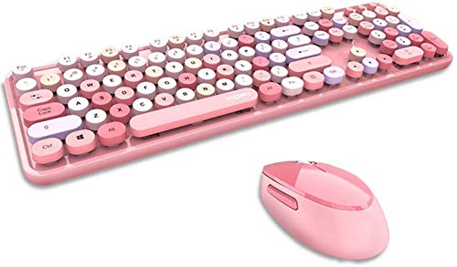 2.4G ���C�����X�L�[�{�[�h�ƃ}�E�X�Z�b�g ���f�B�[�X�L�[�{�[�h ���b�v�g�b�v �ۂ��L�[�L���b�v �l�ԍH�w�Ɋ�Â������K�ȑ��� �y�� �����^�т��ȒP�� ���� USB�L�[�{�[�h (�s���N)