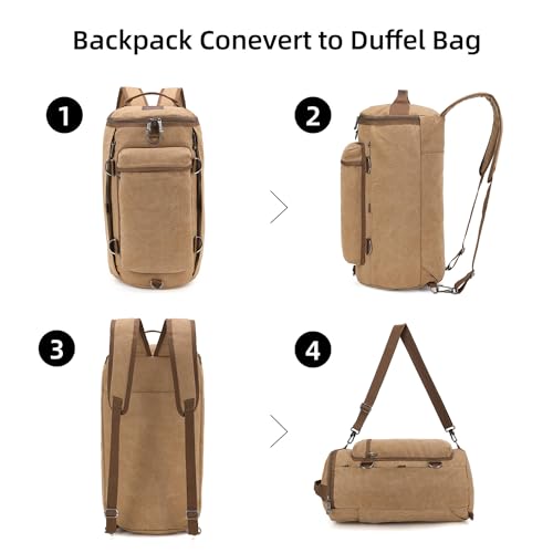 Travel Canvas Duffel Bag Garment Duffle Bag for Women Men Weekender to Backpack(Brown)3