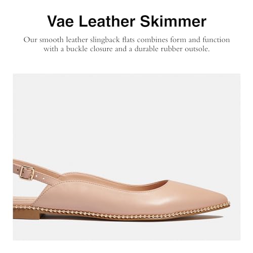 Coach Women's VAE Leather Skimmer Ballet Flat, Beechwood, 8.52