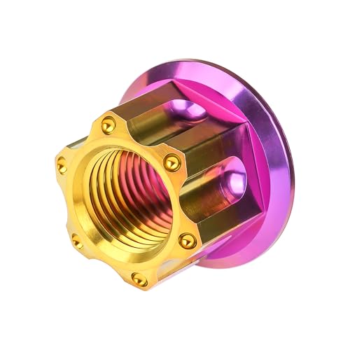 Image of Titanium M6 M8 M10 M12 M14 M16 Flange Bolt Nut Bicycle Motorcycle Rear Axle Car Modification Accessories Pack of 6 (M12 Pitch 1.25mm, Purple Gold)