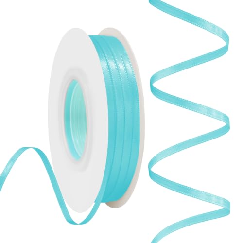 Rilisili Turquoise Green Satin Ribbon 1/8 Inch 50 Yards Double Faced Polyester Satin Ribbons for Gift Wrapping DIY Crafts Weddings Invitations Flower Bouquet Bow Making Home Decor Sewing