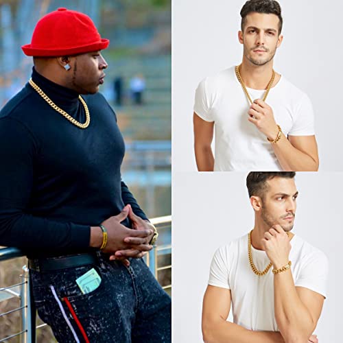 Jxlepe Mens Miami Cuban Link Chain 18K Gold 15mm Stainless Steel Curb Necklace with cz Diamond Chain Choker4