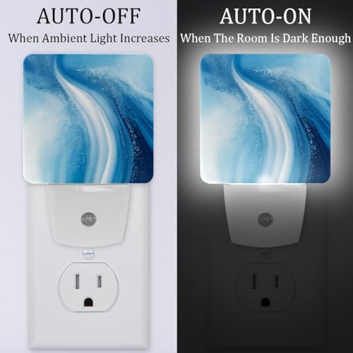 Image of NEWzone Blue Marble Night Light [2 Pack], Plug in Wall Led Night Lights Decor for Boys Girls Room, Dusk to Dawn Sensor Wall Lamp for Stairway /Bedroom /Kitchen /Nursery Room