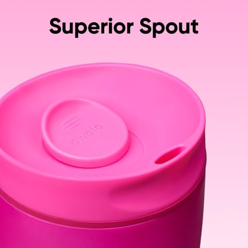 Image of Owala SmoothSip Slider Insulated Stainless Steel Coffee Tumbler, Reusable Iced Coffee Cup, Hot Coffee Travel Mug, BPA Free 12 oz, Read My Lips