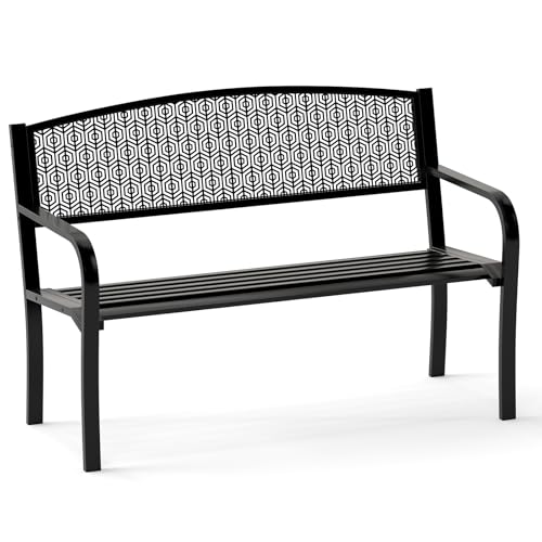 COSTWAY Gartenbank Metall, wetterfeste Sitzbank für 2 Personen,...