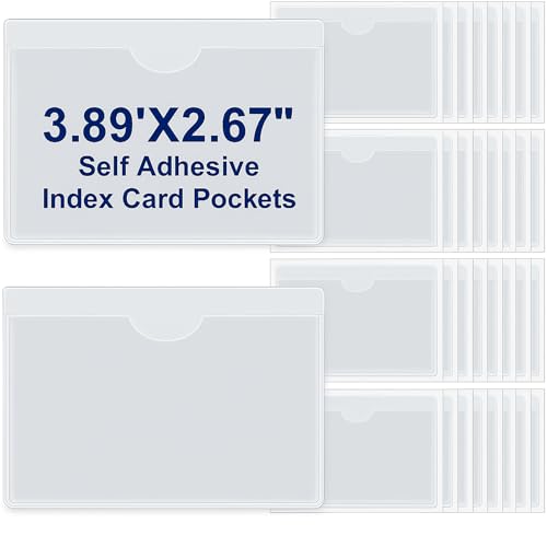 Image of Chinco 30 Pcs Self Adhesive Pockets, Bin Labels for Storage Bins, Clear Pocket Label Sleeves, Plastic Index Card Holder with Top Open for Organizing Bins Box Drawer (3.89 x 2.67 Inch)