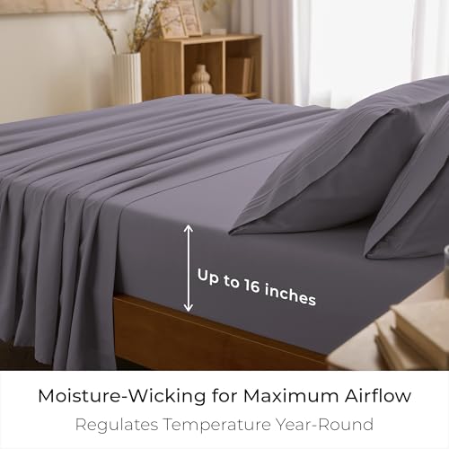 Image of Mellanni Twin Sheets Set - 3 PC Iconic Collection Bedding | Hotel Luxury, Extra Soft, Cooling Bed Sheets - Wrinkle, Fade, Stain Resistant (Twin, Hazy Lilac)