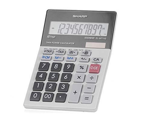 SHARP EL-M711 G Tischrechner (10 Stellen, Währungsumrechnung, Solar- und Batteriebetrieb) hellgrau – Bild 4
