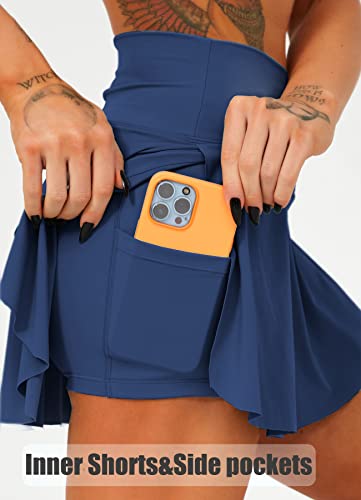 Navneet Women Tennis Skirts with Pockets High Waisted Golf Skirts Athletic Skorts Skirts for Women Activewear Pleated Skirt Running Workout Sports Y2k Skirt Mini Skirt #1 Navy S - Thumbnail 3