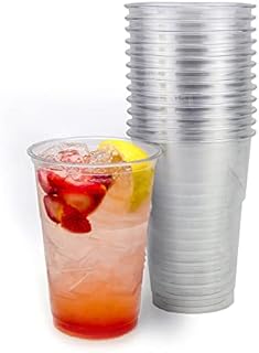 Super Sturdy Clear Plastic Cups - 300 ml - 10 oz - 50 Disposable Cups Perfect for Ice Coffee, Juice, Bubble Tea, Milkshakes and Fruit Cups, (Lids Not Included) - Made of PET Plastic