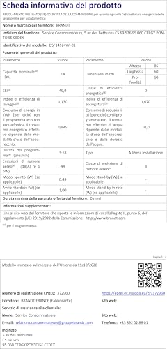 BRANDT Lave vaisselle 60 cm DSF14524W