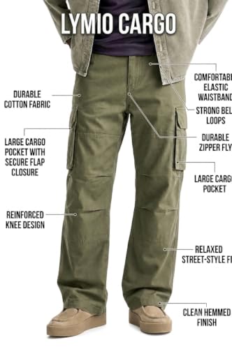Image of Lymio Cargo for Men | Cotton Cargo Pant | Drawstring Waist Pant (Available Also Plus Size) (46-49)