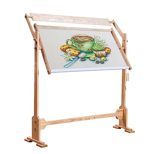 Needlework Table,Embroidery Frame,Solid Wood Cross-Stitch Standing Frame,Adjustable Standing Cross-Stitch Embroidery Frame,for Living Room,Dining Room,Study Room87.5*85*40Cm (34.44*33.64*15.75Inch)