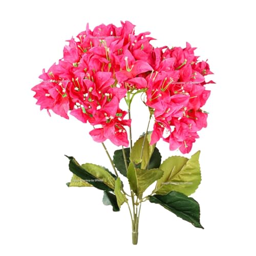 Image of SPHINX Artificial Bougainvillea 5 Heads Bunch Without Vase for Home Decor,Centerpieces, Christmas Decorations, Welcome Reception, Dinner Table decor Approx Height 50 cms- (1 Piece, Pink)