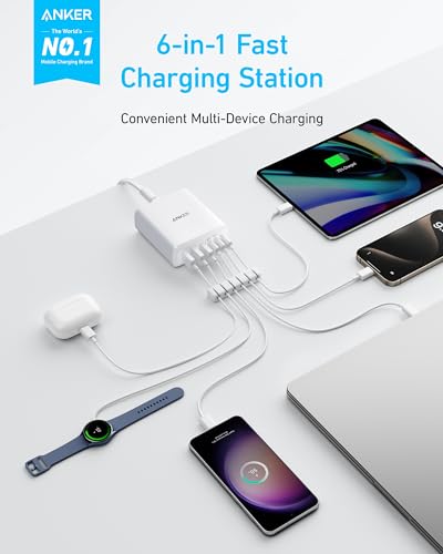 Image of Anker Desktop Charger, Fast Charging USB C Charger with 112W Max 6-Port
