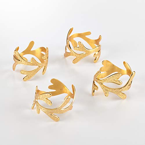 Saro Lifestyle Vine Napkin Rings (Set of 4), Gold, Set of 4