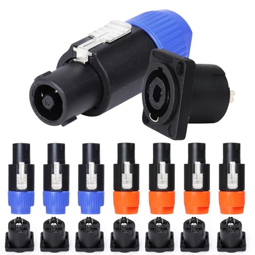 Conector SpeakON 4 polos, kit 8 piezas azul y naranja miniatura 1
