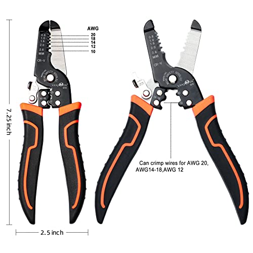 Wire Stripper With Cutter And Crimper, Vanjoin Professional Crimping/Stripping Tool/Multi-Tool, Twist/Cutting/Wire Hand Tool, Stripping For Awg 10-20(Wire Crimper Stripper) #TOP1