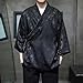 HZCX FASHION Cardigan Kimono for Men Black Silk Satin Robe Mens Lightweight Traditional Hanfu Silky Chinese Dragon Shirt(Black,Medium)