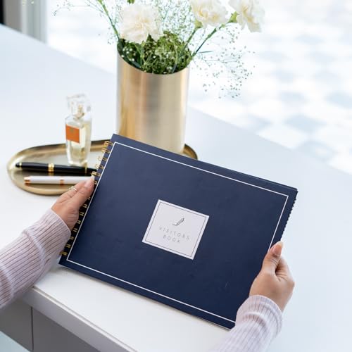 Image of Visitor Book - 8 x 12 Inches | Wiro Bound Guest Register for Hotels, Offices, Exhibitions, Boutiques & Business Use | Medium Size Visitor Log Book for Reception & Front Desk