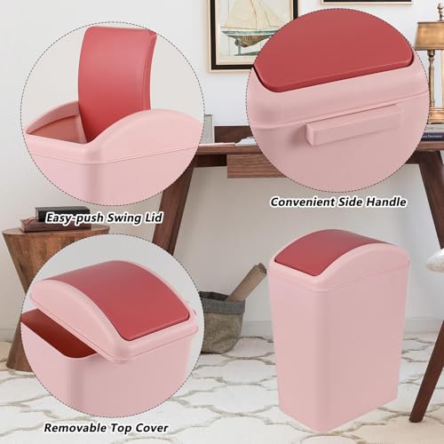 Image of 4.5 Gallon Plastic Trash Can with Swing Lid, Pink
