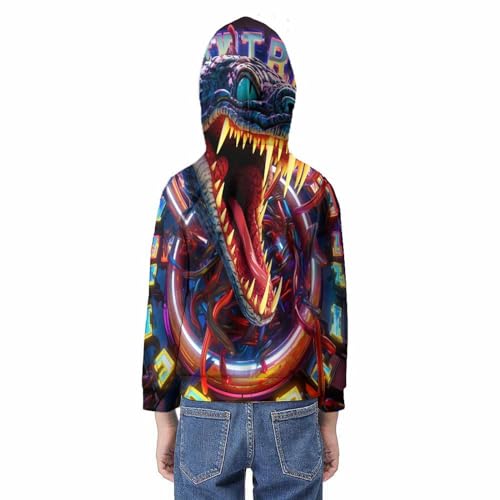 Hoodie pull imprimé 3D serpent coloré avec poches kangourou pour ados 13-15 ans - 6