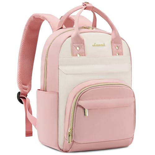 Image of LOVEVOOK Small Backpack Purse for Women, Mini Backpack, Light Weight Cute Fashion Backpack for Work Daily Travel, Pink-Beige