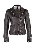 Gipsy Damen Biker Lederjacke Übergangsjacke im Used Look mit Reverskragen - GWFlori LATIMV (XXL, Schwarz)