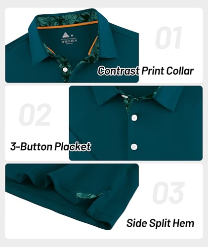 Image of ZITY Golf Shirts for Men Short Sleeve Moisture Wicking Solid Performance Designed Print Collared Casual Polo Shirt