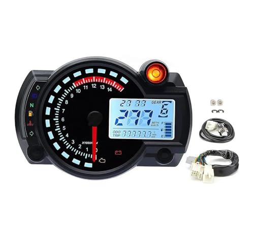 Motocicletas Odómetro Velocímetro Cuentakilómetros para Motocicleta, Velocímetro Digital, Tacómetro, Medidor De 7 Colores, Tablero Sin Sensor para Motor