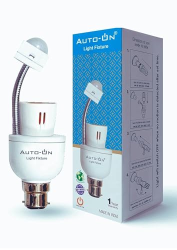 Image of Auto-ON PIR Motion Sensor Bulb Holder (Convert Any Bulb to Automatic) (Energy Saver) (Adjustable timer) Surge Protector- One Year Warranty - Pack of 1