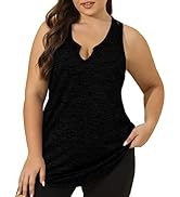 FOREYOND Plus Size Workout Tops for Women V Neck Sleeveless Yoga Gym Tops Loose Fit Athletic Tops...