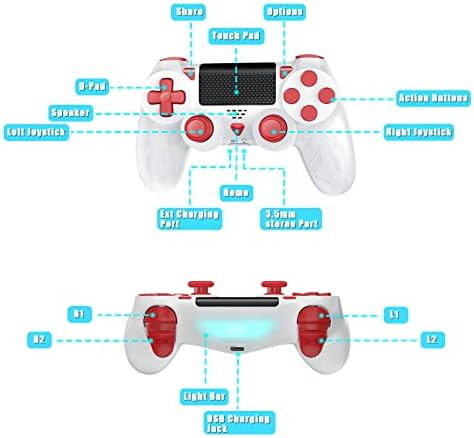 Wireless Controller for Ps4 Bonacell Dual Vibration Gamepad with 6-Axis Motion Sensor Turbo Touch Pad Joystick for P-s4/pro/slim/PC Windows