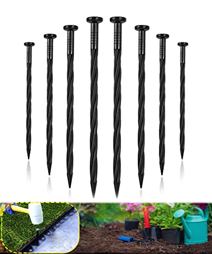 Meboyz Paquete de 100 Clavos de plástico de 8 Pulgadas, Clavos de Anclaje de Paisaje de Nailon en Espiral, estaca de Paisaje para Bordes de adoquines, Barrera de malezas, césped Artificial y más (se