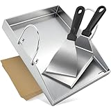 Edelstahl Plancha Grillplatte 40x30cm, 4mm Massiv plancha platte mit Grillzubehör,Grillspachteln Set, für Gasgrill und Holzkohlegrill
