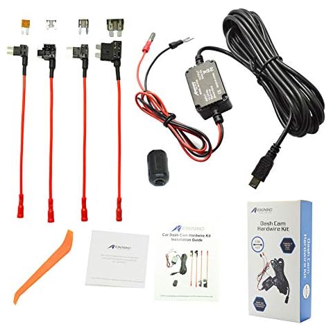 Meknic Dash Cam Hardwire Kit 11.5FT Mini USB Hard Wire Kit Fuse for Car Dash Camera,12V-30V to 5V 2A Hardwire Dash Cam Kit with Battery Protection,Gift 4 Fuse Tap Cables(Operation Manual Included) Cover