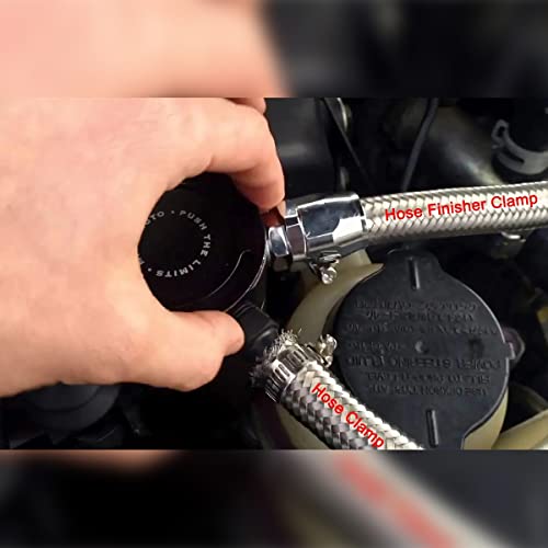 Flexible Rubber Hose Pipe Clamps - 6An Hose Finisher Clamp With Screw Band For 3/8 Fuel Line Hose , 4Pcs/Pack Black Hose Connectors, Great For Fuel / Oil / Diesel / Gas / Air And Water Hose Tube #TOP6