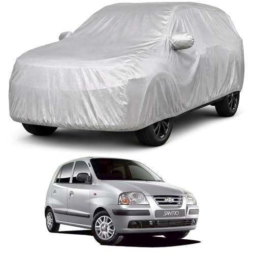 Image of Autofact Car Body Cover Compatible with Santro Xing 2003-2018 | Custom Fit Car Cover | 100% Water-Resistant| Triple-Stitched Lightweight Fabric | Dustproof | Indoor & Outdoor Use | Elastic Bottom