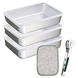 Bqkroa Juego de 3 cuencos para empanar de acero inoxidable: 316 antibacteriano de acero inoxidable 316, cuencos rectangulares apilables, para empanar carne y verduras, con pinzas de acero inoxidable