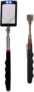 WBOY Inspection Mirror LED Lighted telescoping Mirror Flexible 360 Swivel Adjust Tools for Extra Viewing with 15 Lb Magnetic Pick-Up Tool