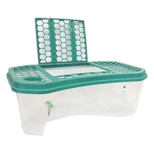 Image of Foodie Puppies Turtle Tank Aquarium - (XL, Honeycomb Tank) (72x42x26cm) with Lid and Ramp | Basking Platform, Swimming Area, breeding, Hibernation Area for Turtle (Color May Vary) (No Accessories)