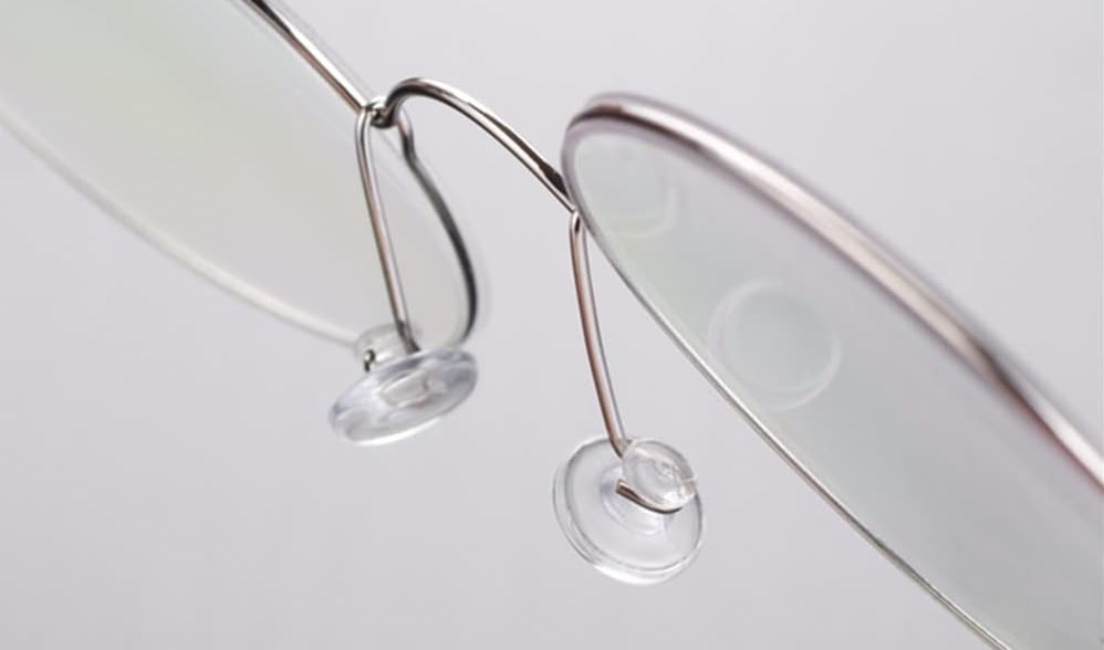 Push-in Eyeglass Nose Pads,BEHLINE 5 Pairs Glasses Nose Piece Replacement for Frame,for Rimless/Frameless Eyewear Frame,Soft Silicone Nose Guards Anti-Slip Nose Bridge Pads 9mm(Round,Clear)