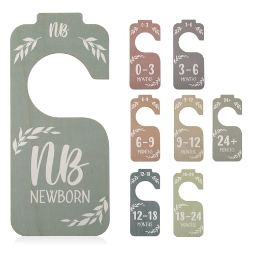Lusofie Wooden Baby Closet Dividers - 8 PCS Double-Sided Baby Clothes Organizer, Baby Clothes Size Hanger Organizer For Closet For Nursery Decor From Newborn To 24 Months.