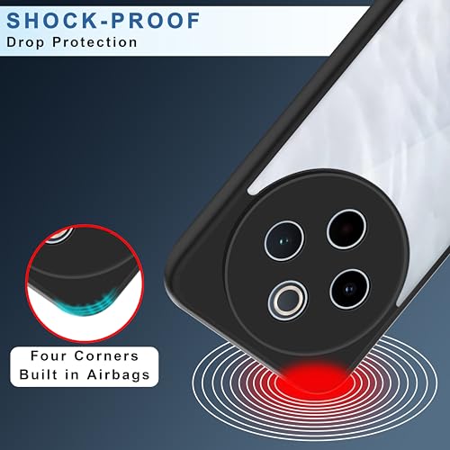 Image of CEDO Backcover for iQOO Z10 / Vivo T4 (5G) | Camera Protection Bump Shockproof Edge | Ultra Hybrid Transparent Acrylic Clear TPU+PC Hard Backcase Cover (Black)