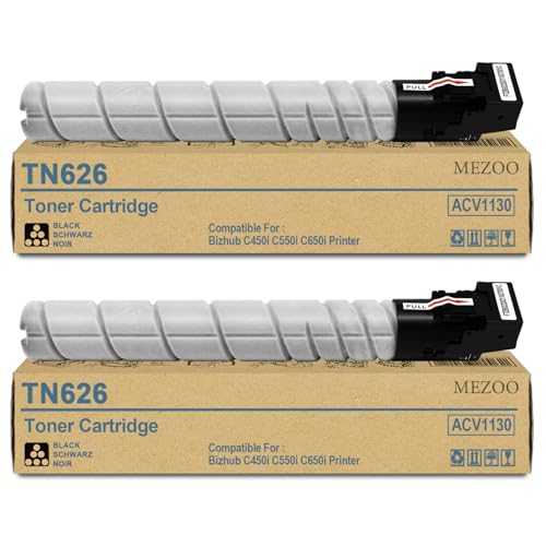 Image of TN-626 TN626 TN628 TN-628 Black Toner Cartridge Replacement Konica Minolta TN626K TN628K ACV1130 Toner Cartridge Compatible for Konica Minolta Bizhub C450i C550i C650i Printers(2-Pack, 28,000 Pages)