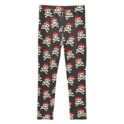 Girls Leggings Soft Toddler Ankle Length Bottoms Pirates Skull Kids Dance Yoga Pants 4-10 Years2