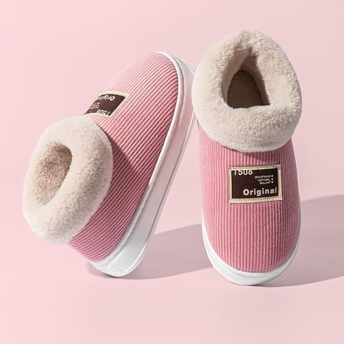 Women's Bootie Slippers Plush Ladies Bedroom House Shoes with Memory Foam Indoor Outdoor Non-Slip Rubber Sole Unisex Winter Fuzzy Full Slipper Warm Ankle Boots Platform Cotton Slippers2